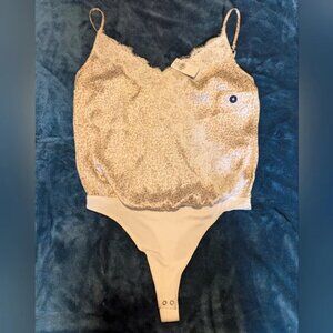 Abercrombie & Fitch Satin Leopard Print BodysuitSize M NWT